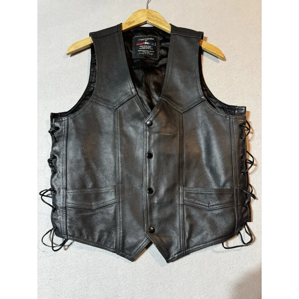 Men’s Biker Mossi Leather Vest Men's Size 40